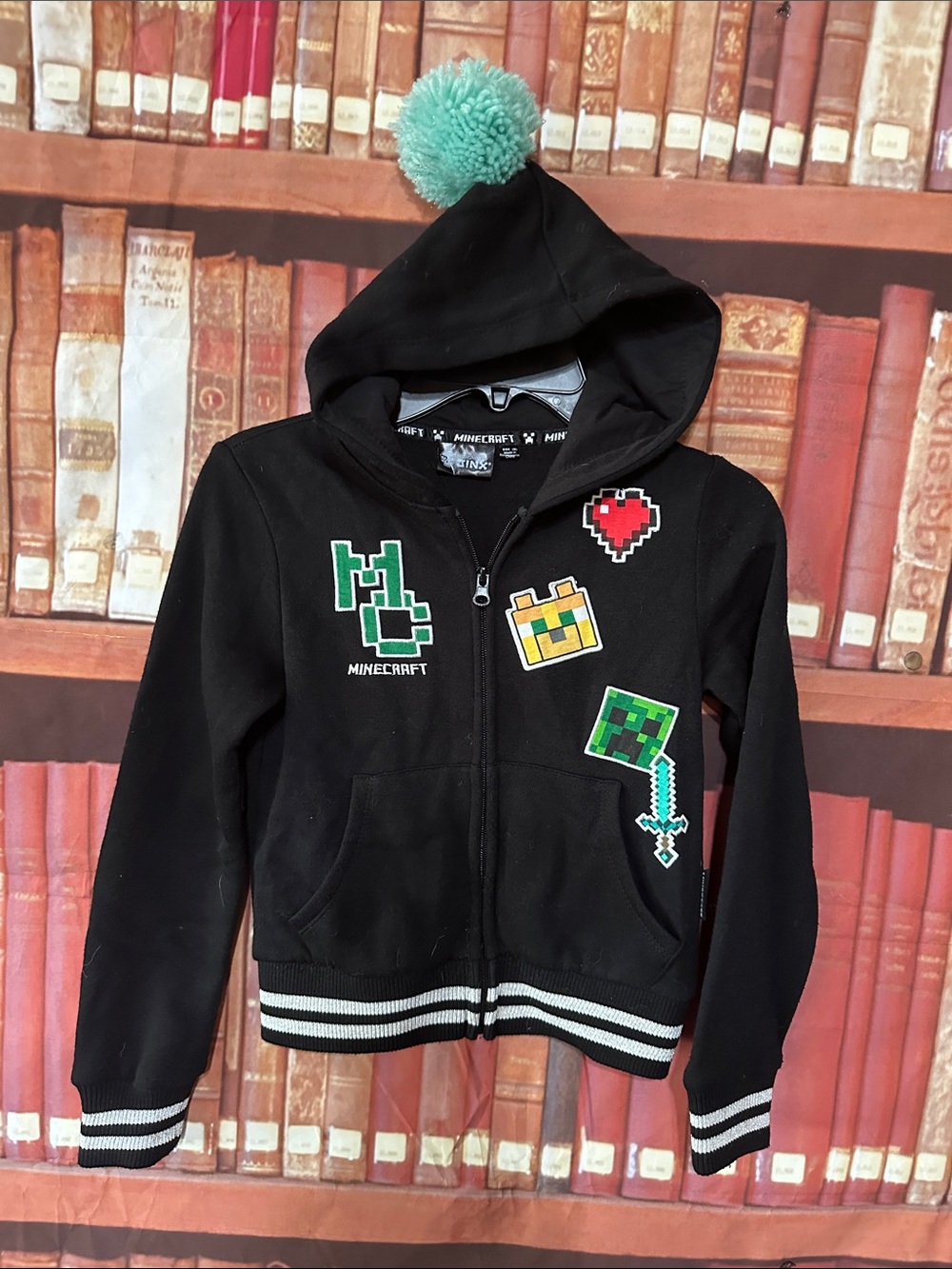 Minecraft JINX Pom Pom Zip Hoodie Creeper 6 6X
